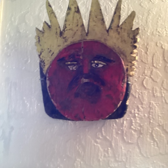 VERY OLD WOOD HAND CARVED SUN GOD MASK FROM MEXICO - Picture 3 of 4